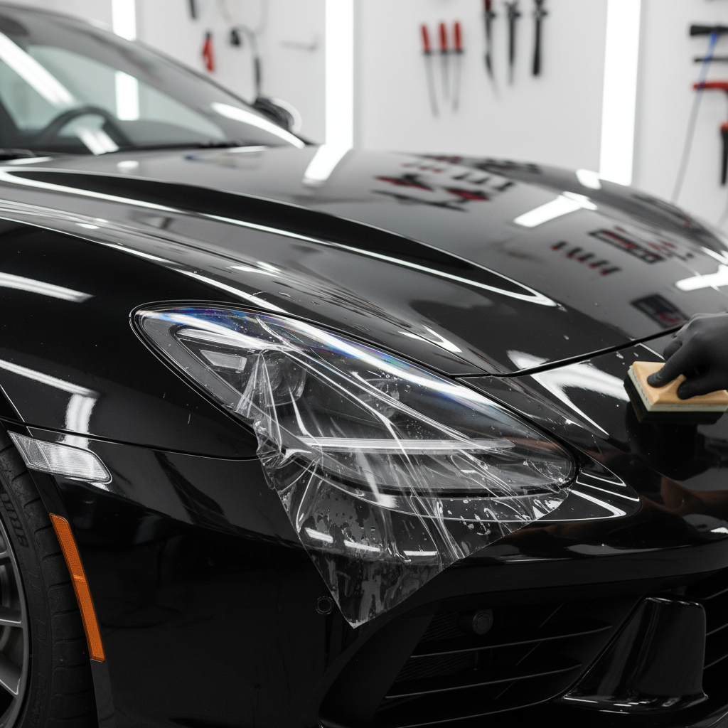 Paint protection film on a vehicle